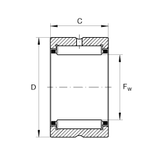 滾針軸承 NCS2816, 機(jī)加工滾道，根據(jù) ABMA 18.2 - 1982，英制