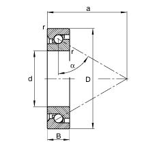 推力角接觸球軸承 BSB030062-T, 單向，接觸角 α = 60°，限制公差