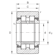 支撐型滾輪 PWTR30-2RS, 滿裝滾子，軸向引導(dǎo)，兩側(cè)唇密封