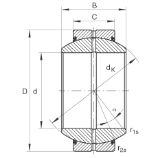 關(guān)節(jié)軸承 GE80-FO-2RS, 根據(jù) DIN ISO 12 240-1 標(biāo)準(zhǔn), 需維護(hù)，兩側(cè)唇密封