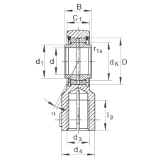 液壓桿端軸承 GIHNRK20-LO, 根據(jù) DIN ISO 12 240-4 標(biāo)準(zhǔn)，帶右旋螺紋夾緊裝置，需維護(hù)