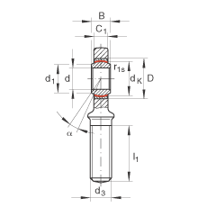 桿端軸承 GAR20-UK, 根據(jù) DIN ISO 12 240-4 標(biāo)準(zhǔn)，帶右旋外螺紋，需維護(hù)