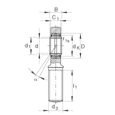 桿端軸承 GAL15-DO, 根據(jù) DIN ISO 12 240-4 標(biāo)準(zhǔn)，帶左旋外螺紋，需維護(hù)