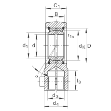 液壓桿端軸承 GIHRK25-DO, 根據(jù) DIN ISO 12 240-4 標(biāo)準(zhǔn)，帶右旋螺紋夾緊裝置，需維護(hù)