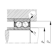 角接觸球軸承 30/5-B-2RSR-TVH, 雙列，雙側(cè)唇密封，接觸角 α = 25°