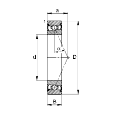 主軸軸承 HSS71921-E-T-P4S, 調(diào)節(jié)，成對安裝，接觸角 α = 25°，兩側(cè)唇密封，非接觸，限制公差