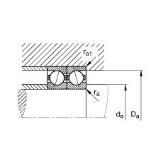 主軸軸承 B7219-E-T-P4S, 調(diào)節(jié)，成對或單元安裝，接觸角 α = 25°，限制公差