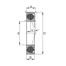 主軸軸承 HCB7217-C-T-P4S, 調(diào)節(jié)，成對或單元安裝，接觸角 α = 15°，陶瓷球，限制公差